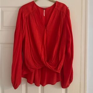 Free People Vibrant Orange Blouse